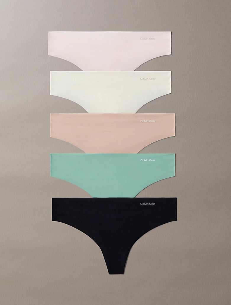 Calvin Klein 5 pack Thong Charming Green/Nymphs Thigh/Black