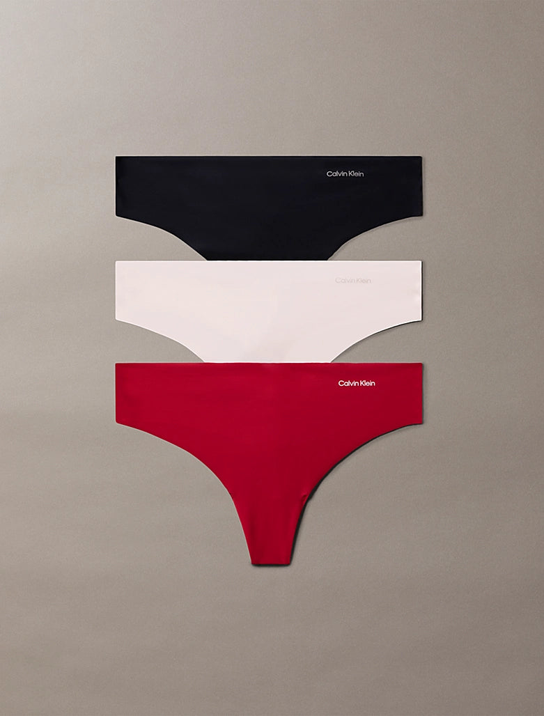 Calvin Klein 3 Pk Invisible Thong Red Stamp/Nymph Thigh/Black