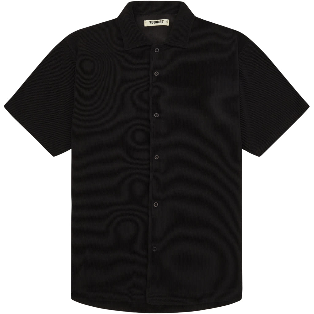 Woodbird Banks Plisse Shirt Black - Mojo Independent Store