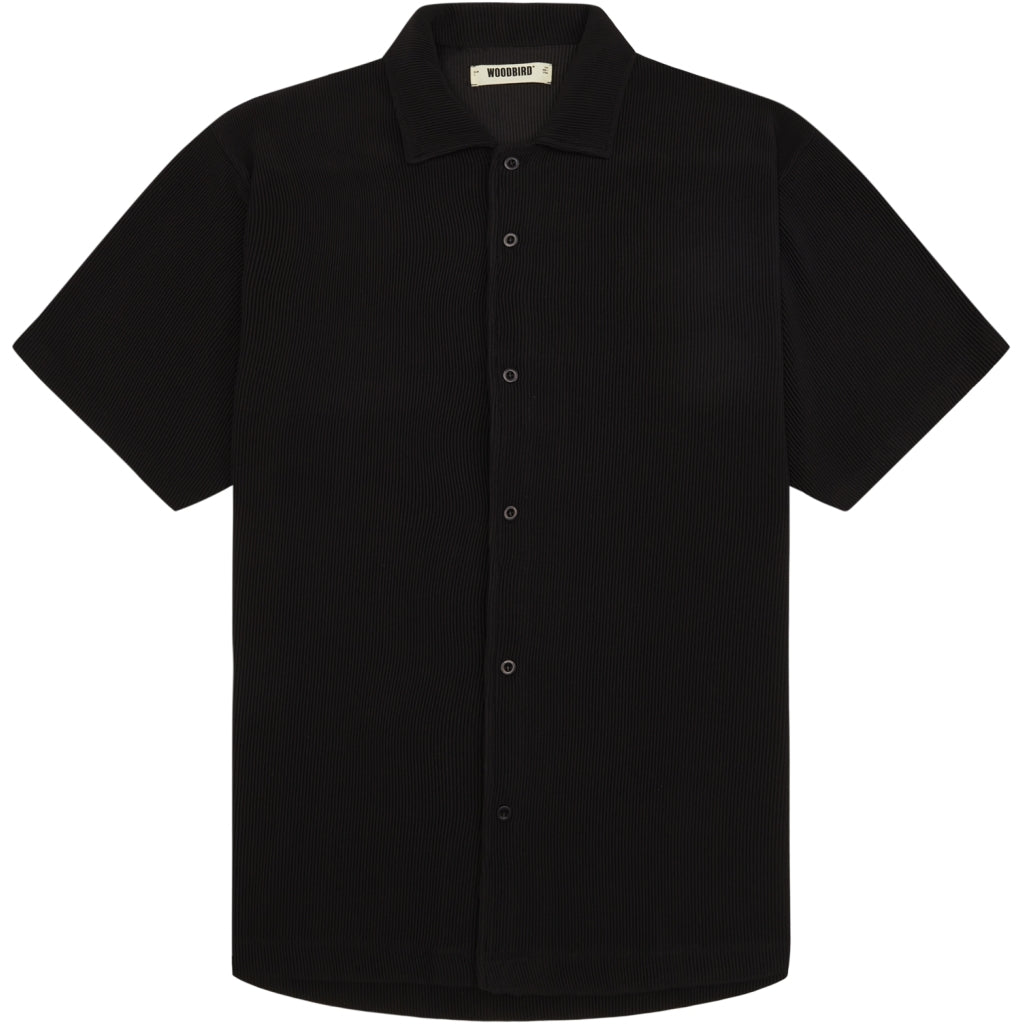 Woodbird Banks Plisse Shirt Black