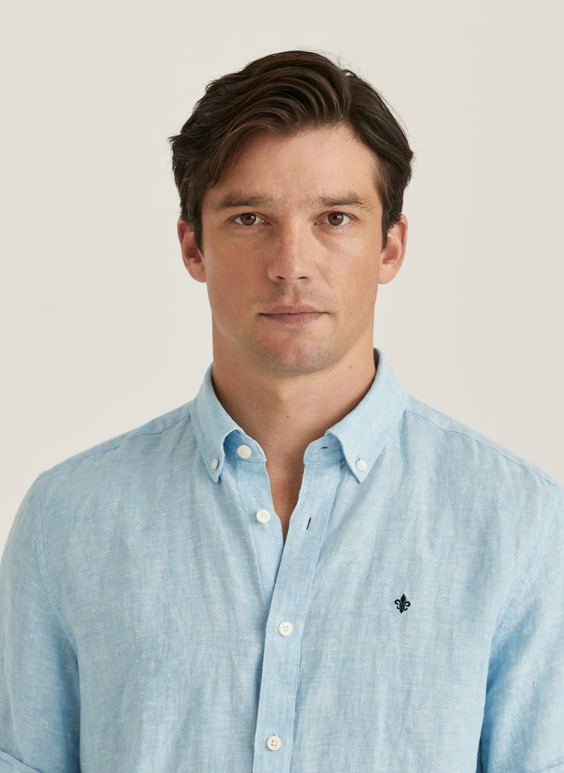 Morris Douglas Linen Shirt SS Blue