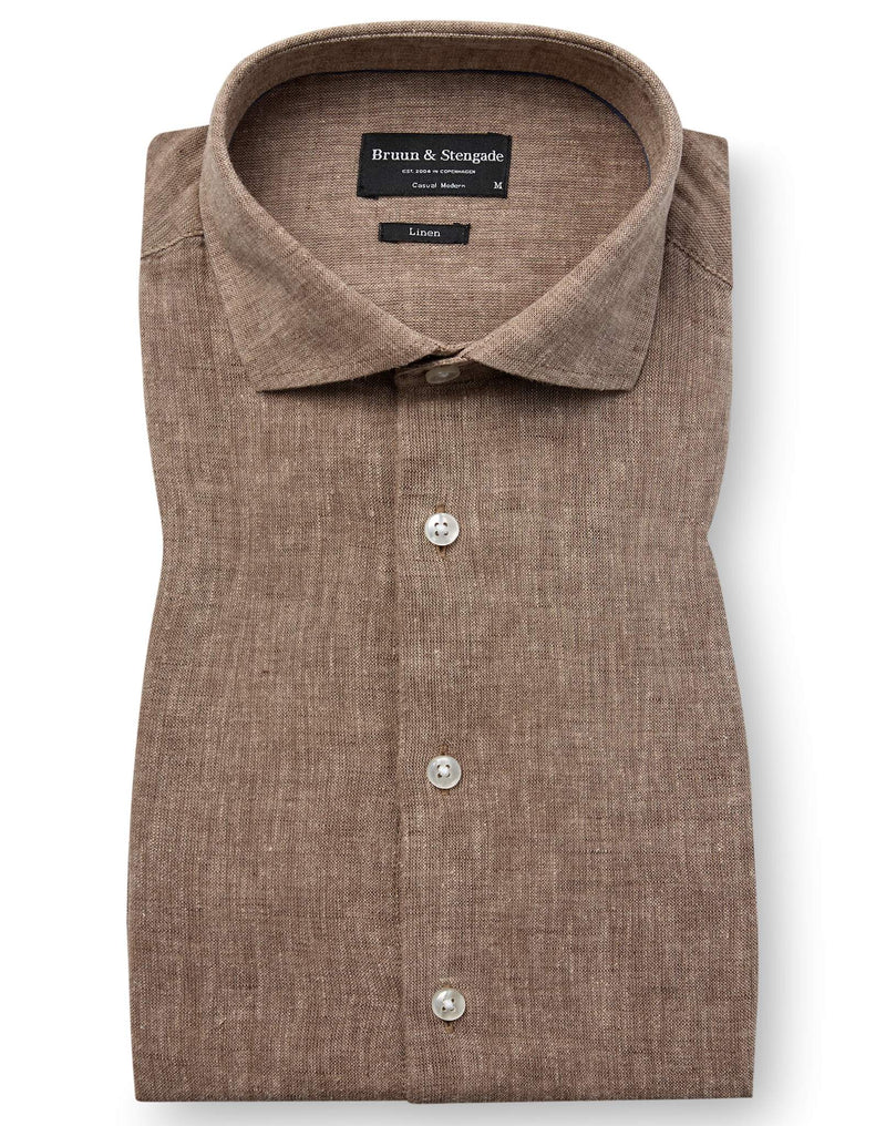 Bruun & Stengade Tahaka Casual Modern Fit Shirt Brown - Mojo Independent Store