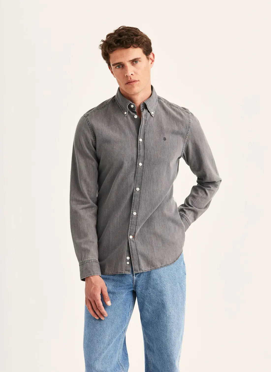Morris Light Denim Shirt Grey