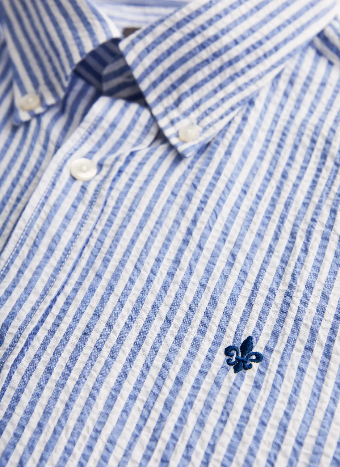 Morris Seersucker Shirt Light Blue - Mojo Independent Store