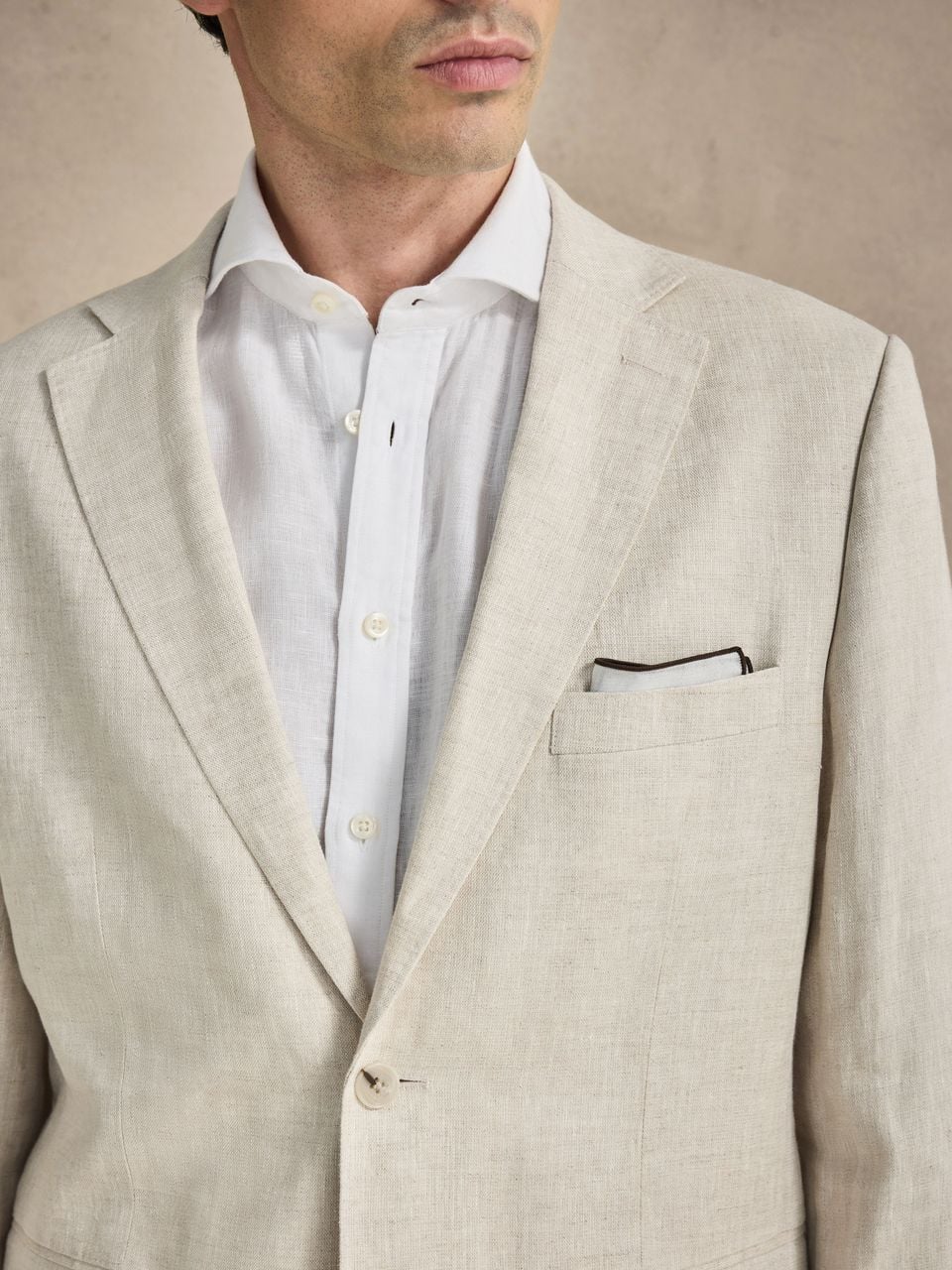 John Henric Linen Single Breasted Blazer Sand
