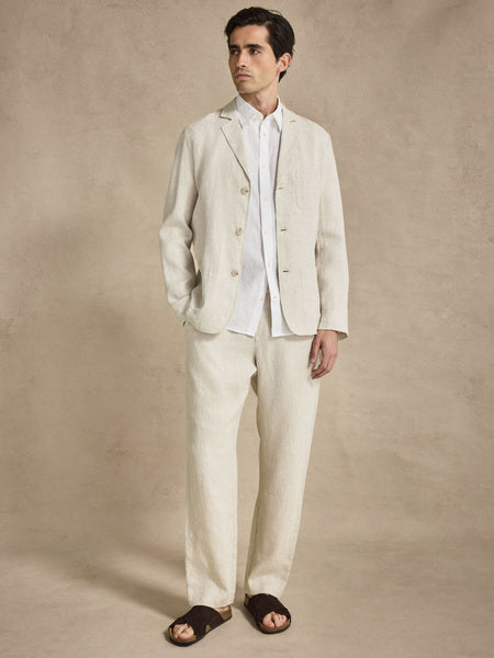 John Henric Linen Single Breasted Blazer Beige