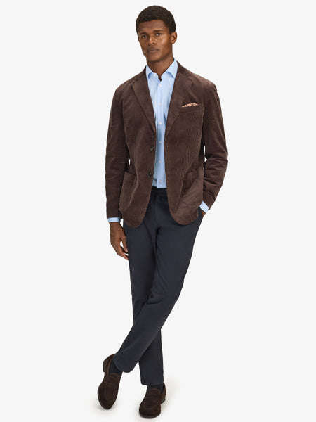John Henric Corduroy Casual Single Breasted Blazer Brown