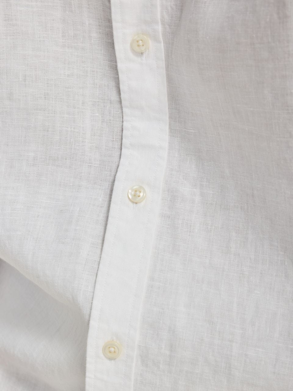 John Henric Casual Linen Shirt Solid Pointed Collar White