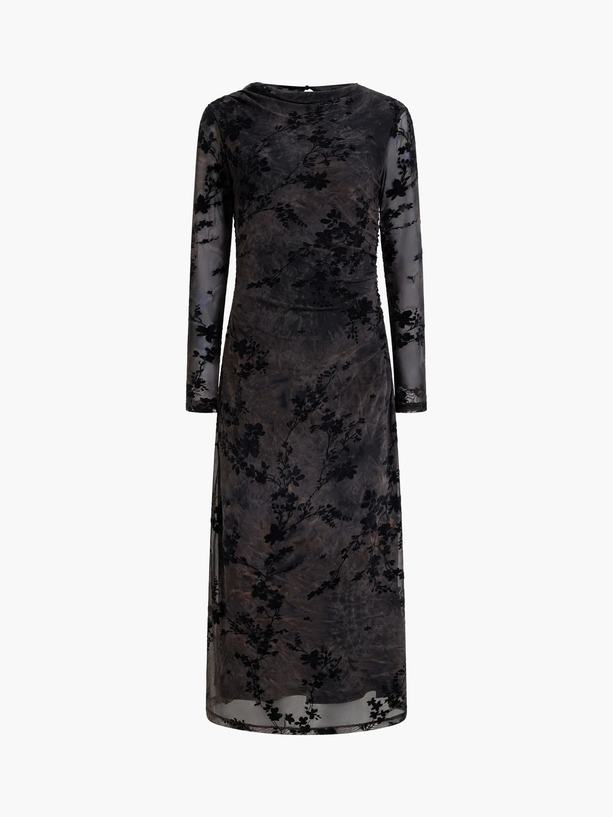 French Connection Kenny Mesh Velvet Burnout Midi Dress