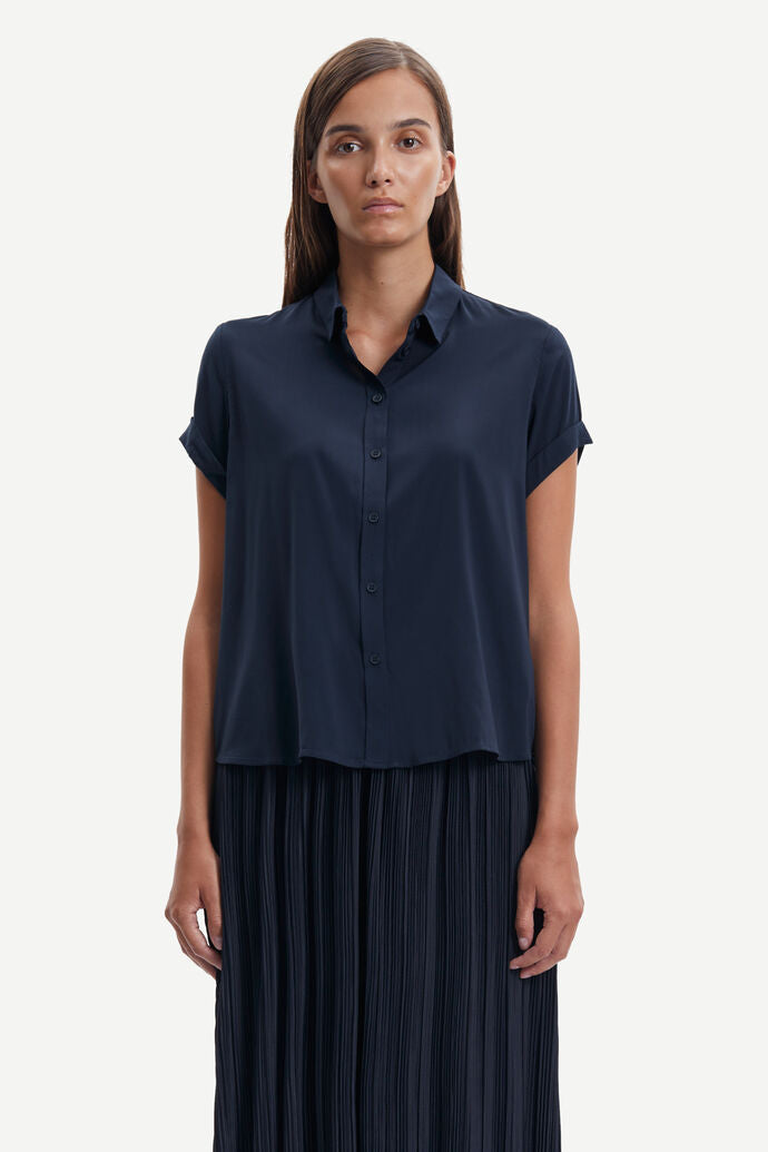 Samsøe Samsøe Majan Ss Shirt Dark Sapphire - Mojo Independent Store