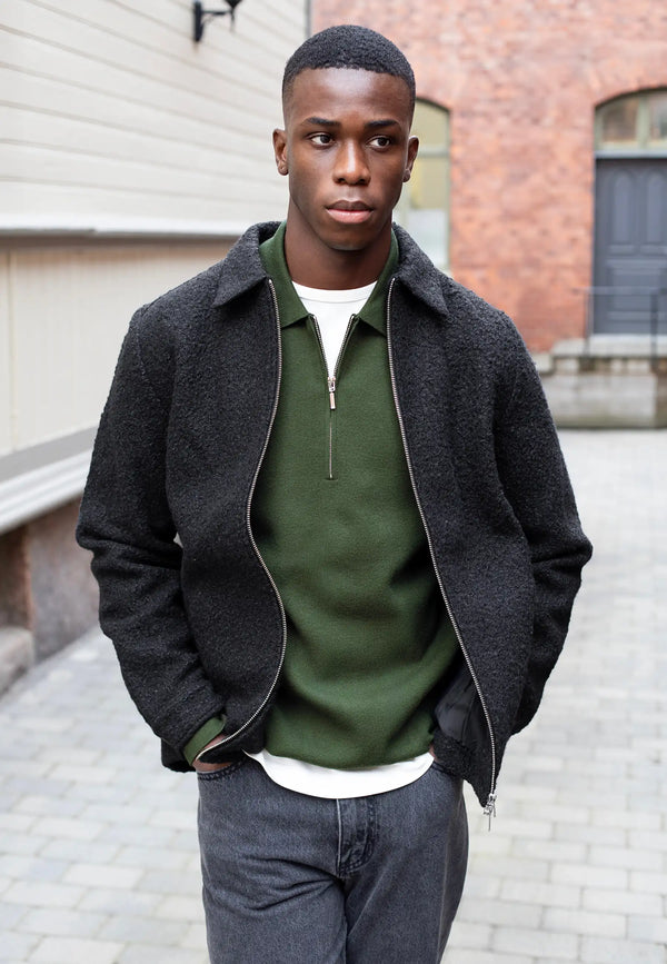 Ciszere Colby Knitted Half Zip Duffel Green