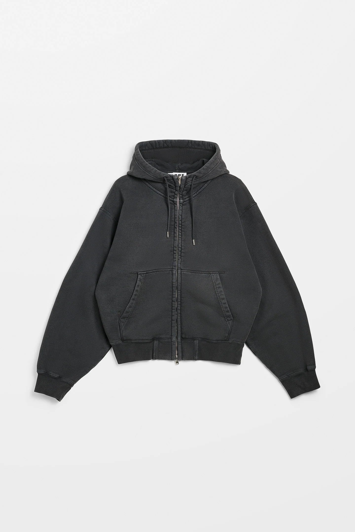 Hope Bubble Zip Hoodie Washed Black Jersey