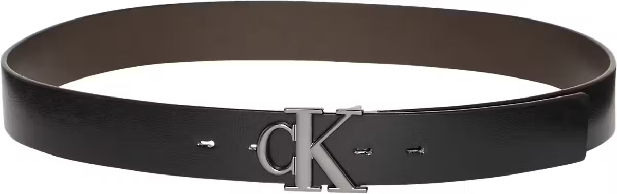Calvin Klein Monogram Plaque Buck Belt 3.5 Black/Delicioso/Matte Gunmetal