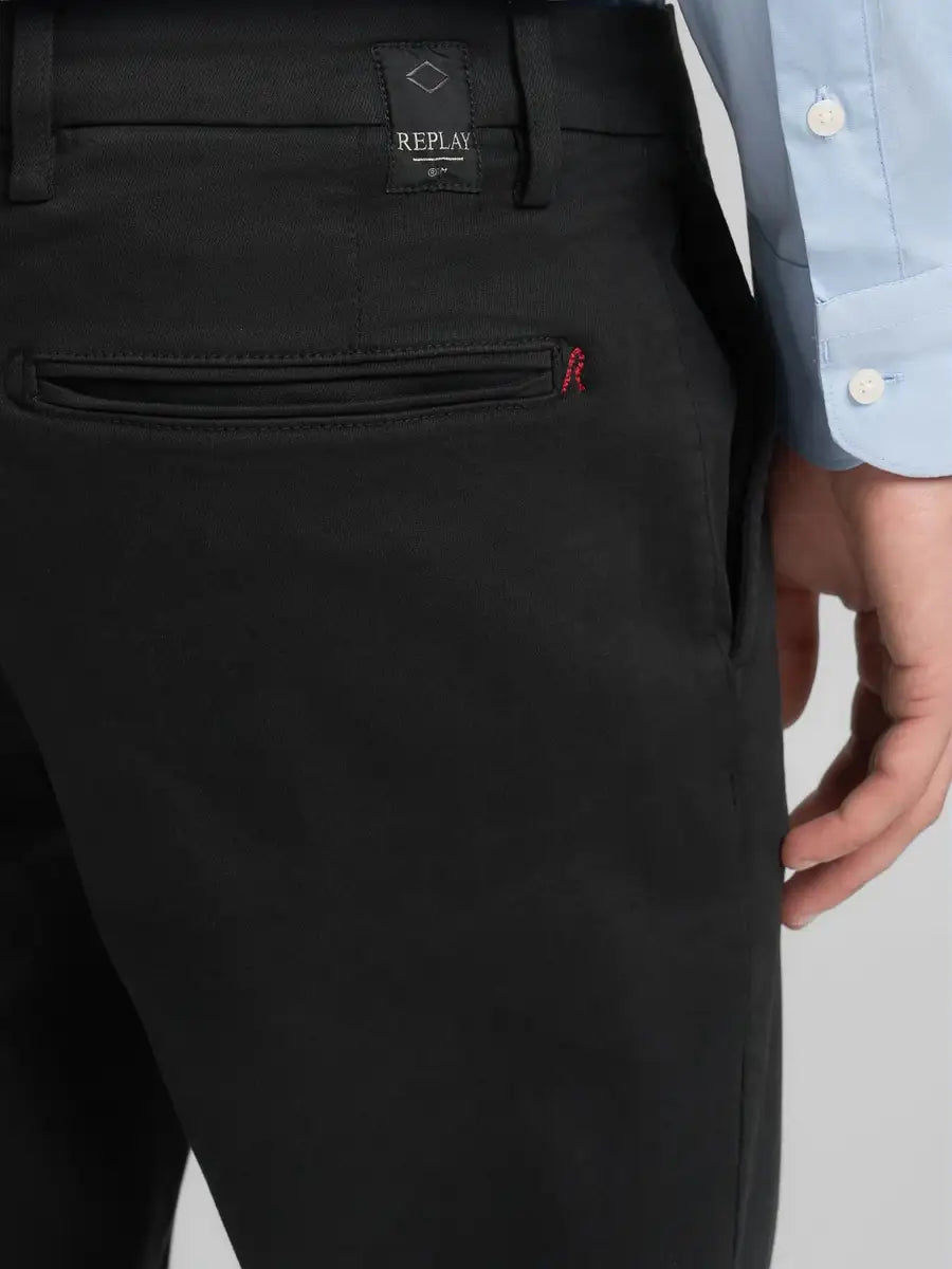 Replay Benni Hyperflex Regular Fit Chino Black