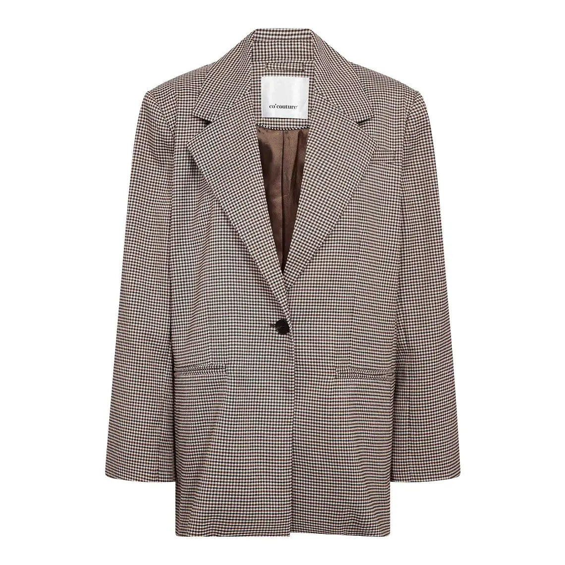 Co'Couture Mida Check Power Blazer Bone-Brown