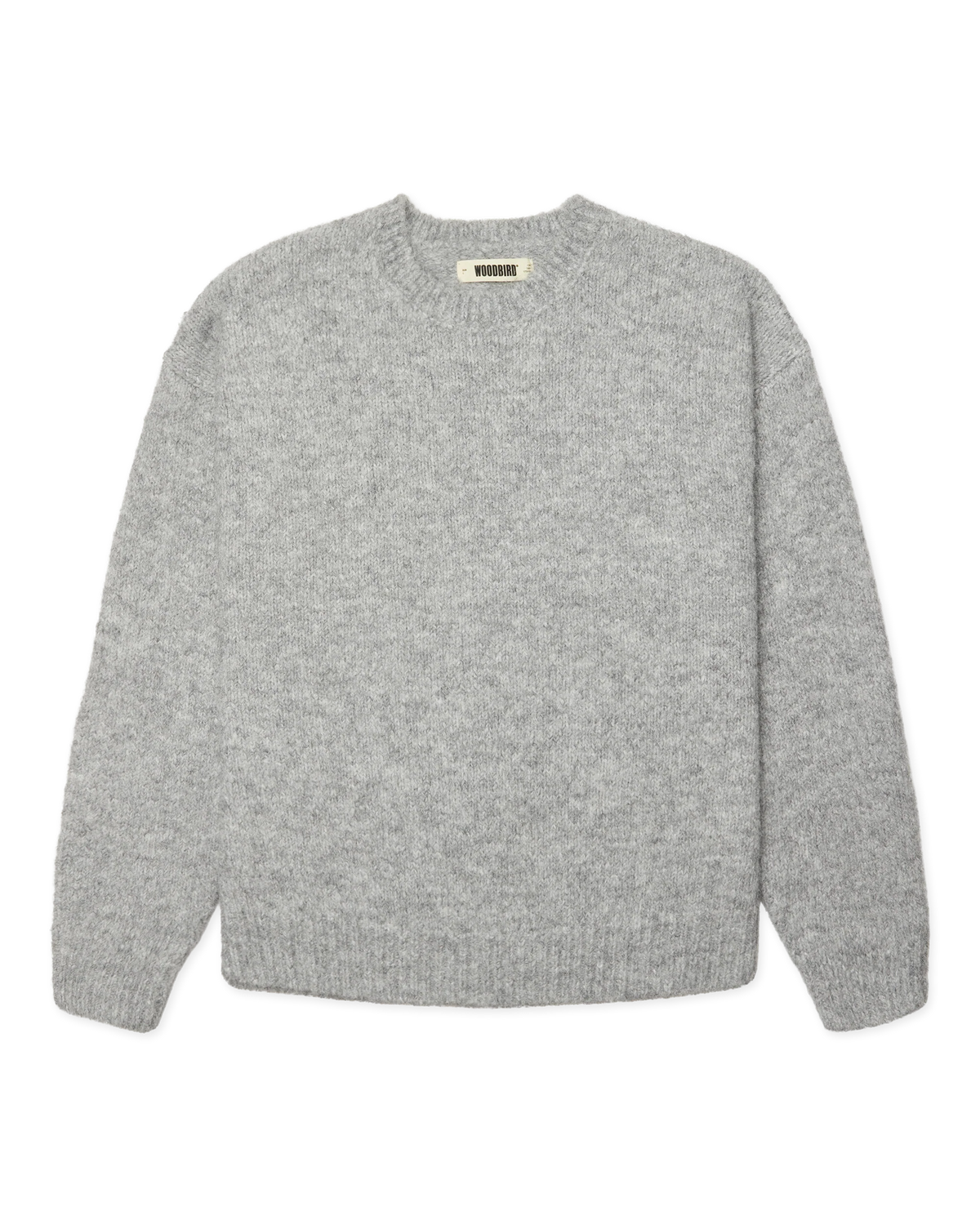 Wooodbird Kurt Mohairy Crew Dark Grey Melange