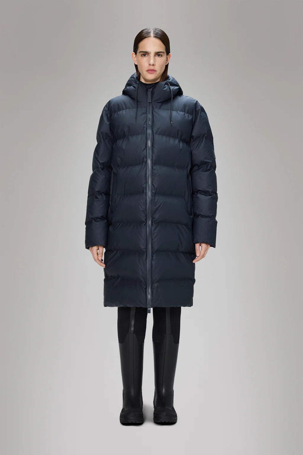 Rains Alta Longer Puffer Jacket Navy