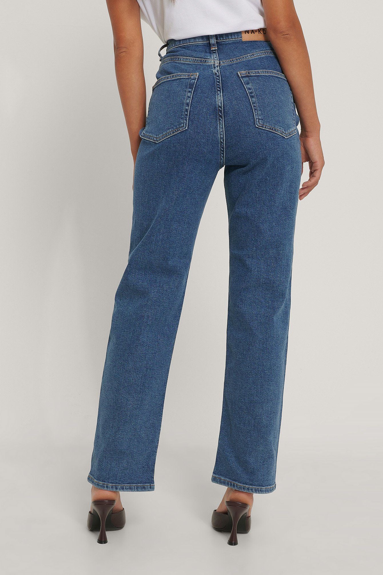 NA-KD Straight High Waist Jeans Blue