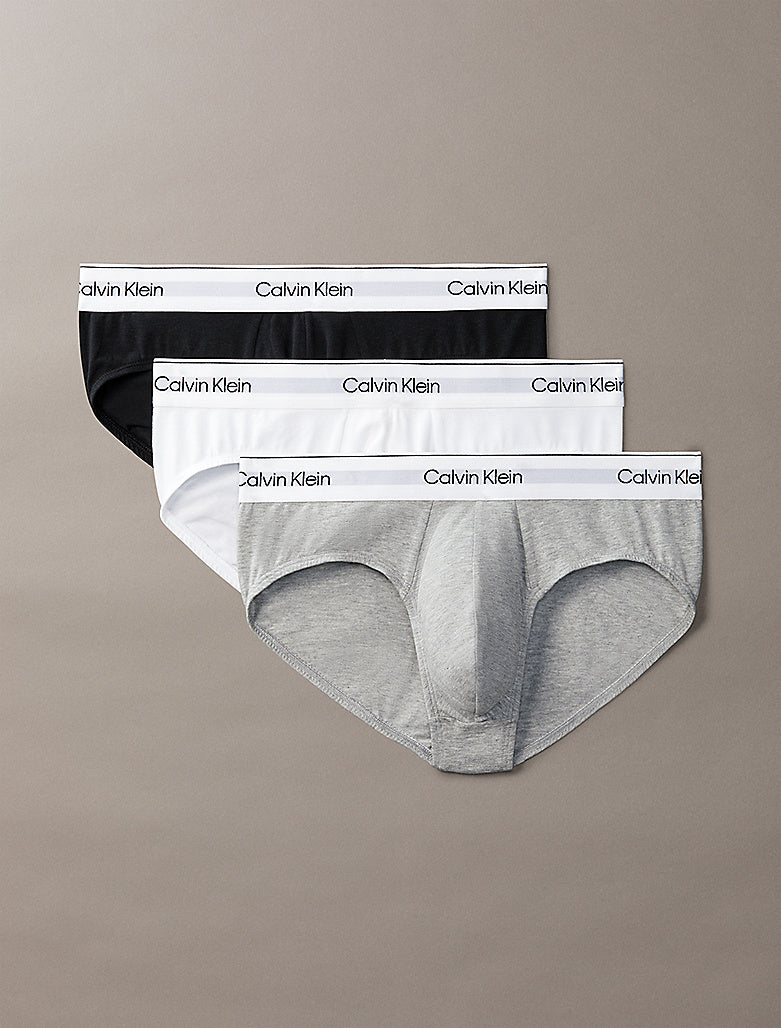 Calvin Klein Hip Brief 3 Pack Modern Cotton Grey Heather/White/Black