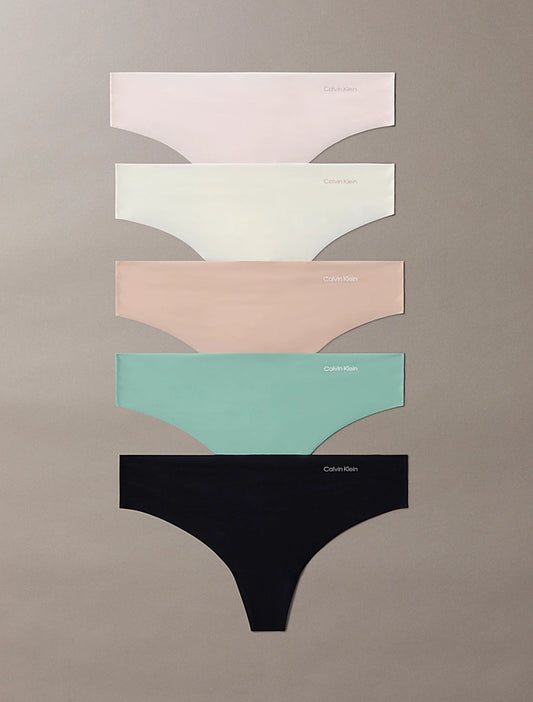 Calvin Klein 5 pack Thong Charming Green/Nymphs Thigh/Black