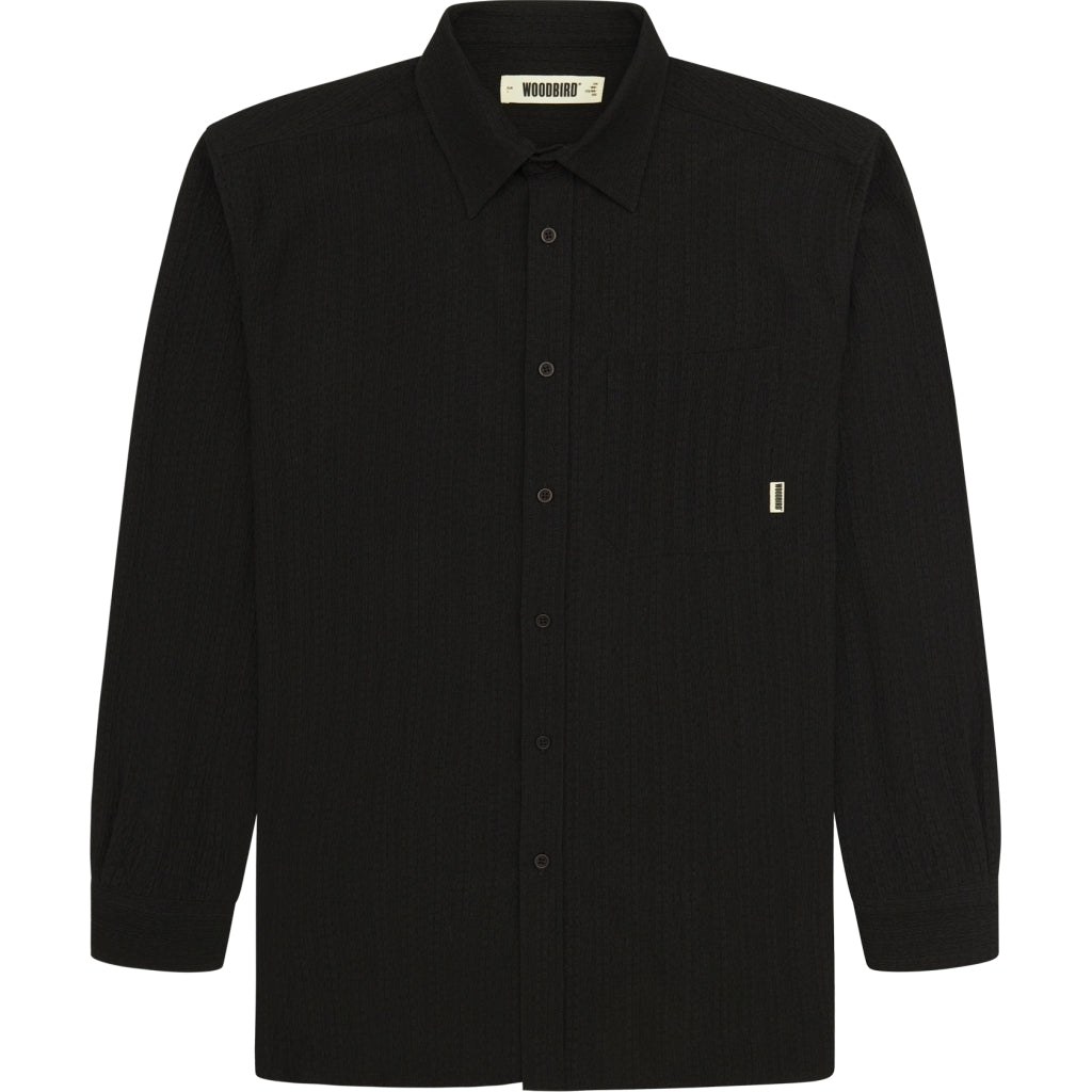 Woodbird Yuzo Struck Shirt Black