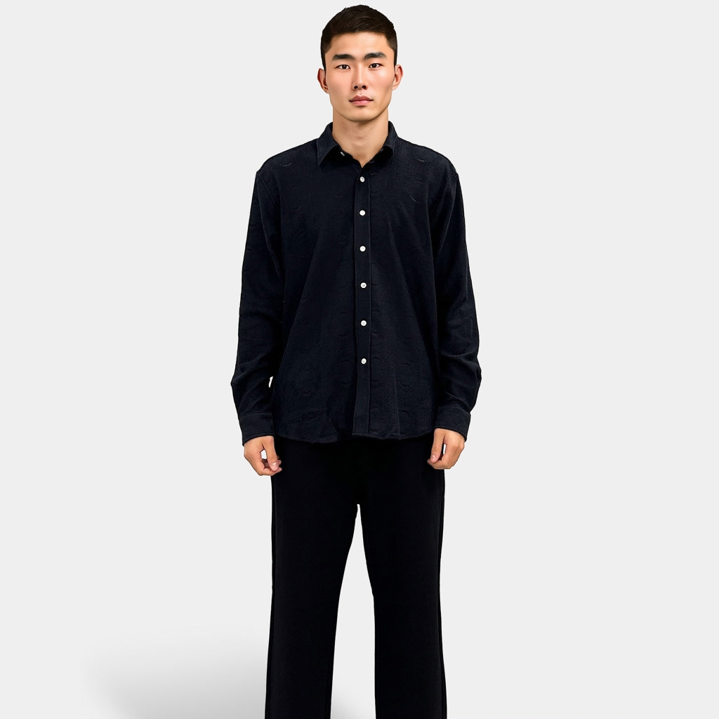 Woodbird Yuzo Knitted Shirt Black