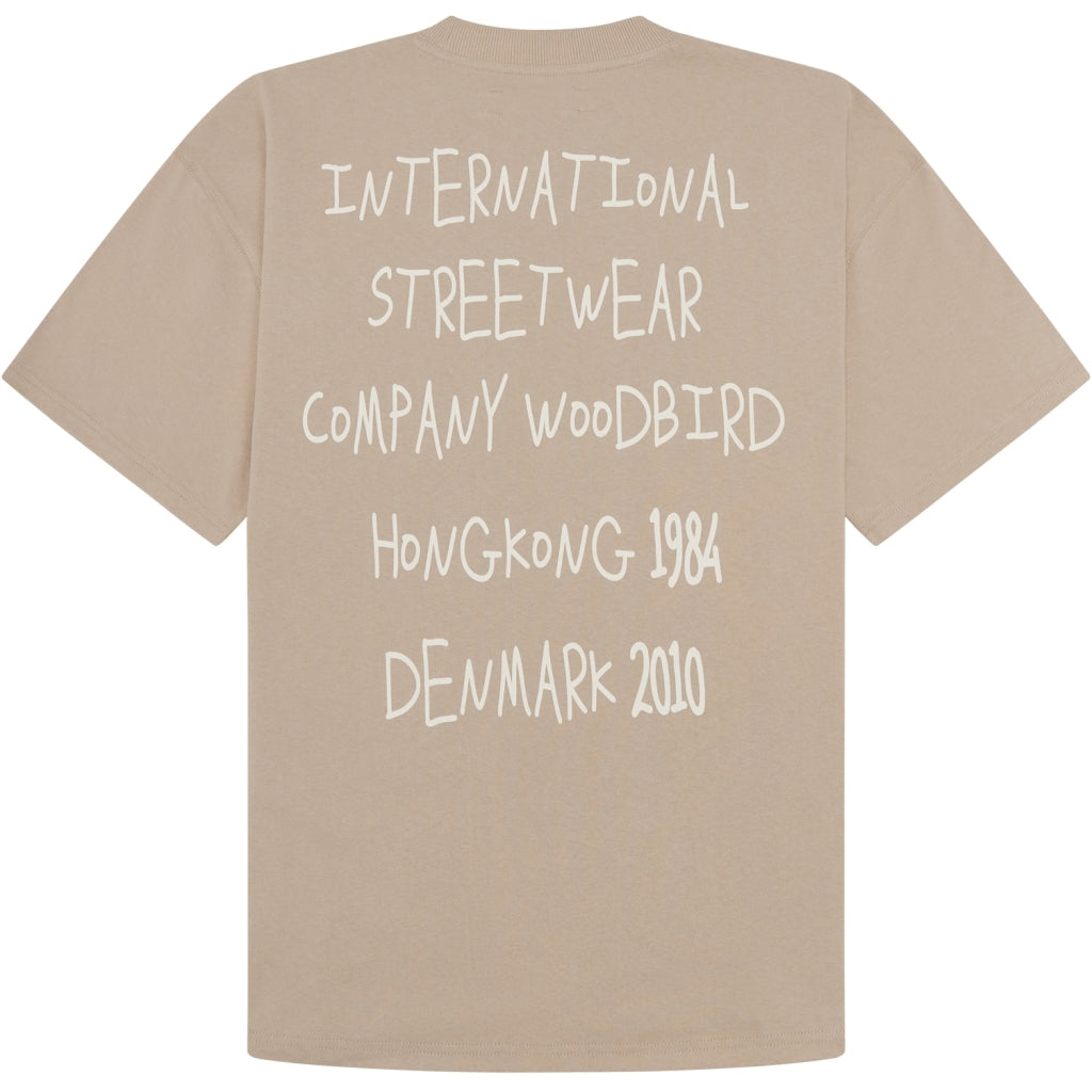 Woodbird Bose Scribbel Tee Taupe Brown