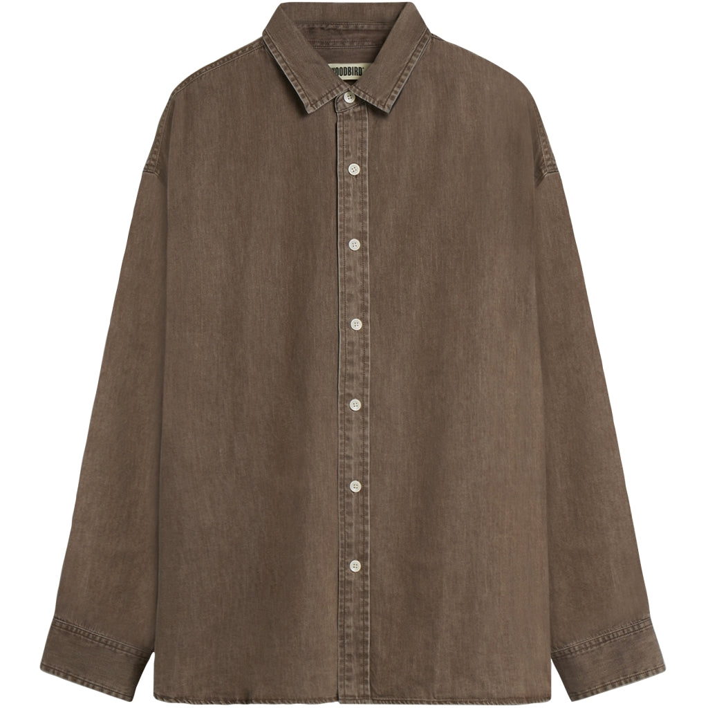 Woodbird Jong Washed Shirt Brown