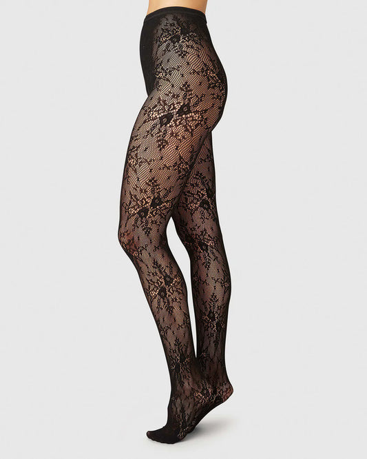 Swedish Stockings Rosa Lace Tights Black