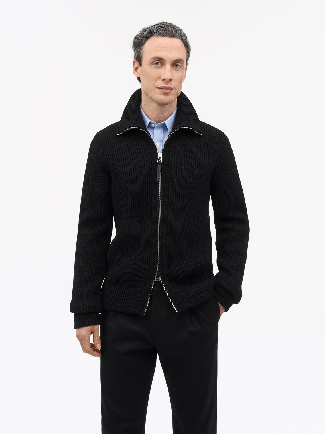 Tiger Of Sweden Niall Zip-Uo Wool Cardigan Black - Mojo Independent Store