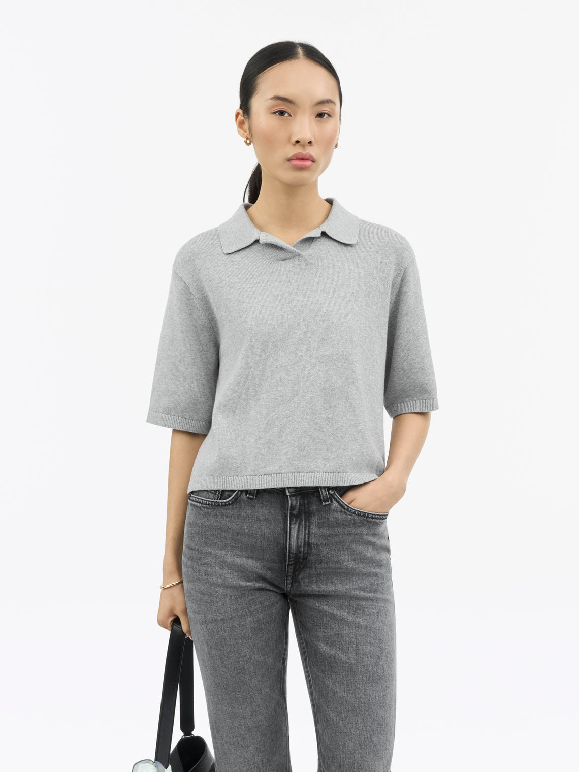 Tiger of Sweden Bonnie Cotton-Cashmere Polo Light Grey - Mojo Independent Store