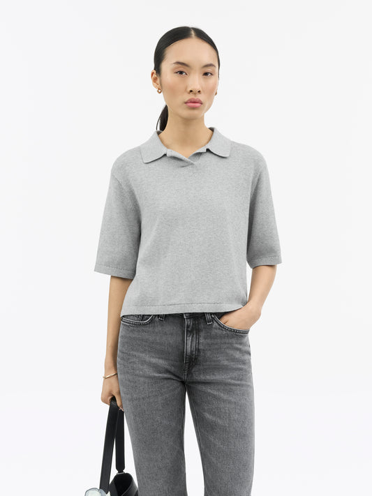 Tiger of Sweden Bonnie Cotton-Cashmere Polo Light Grey - Mojo Independent Store