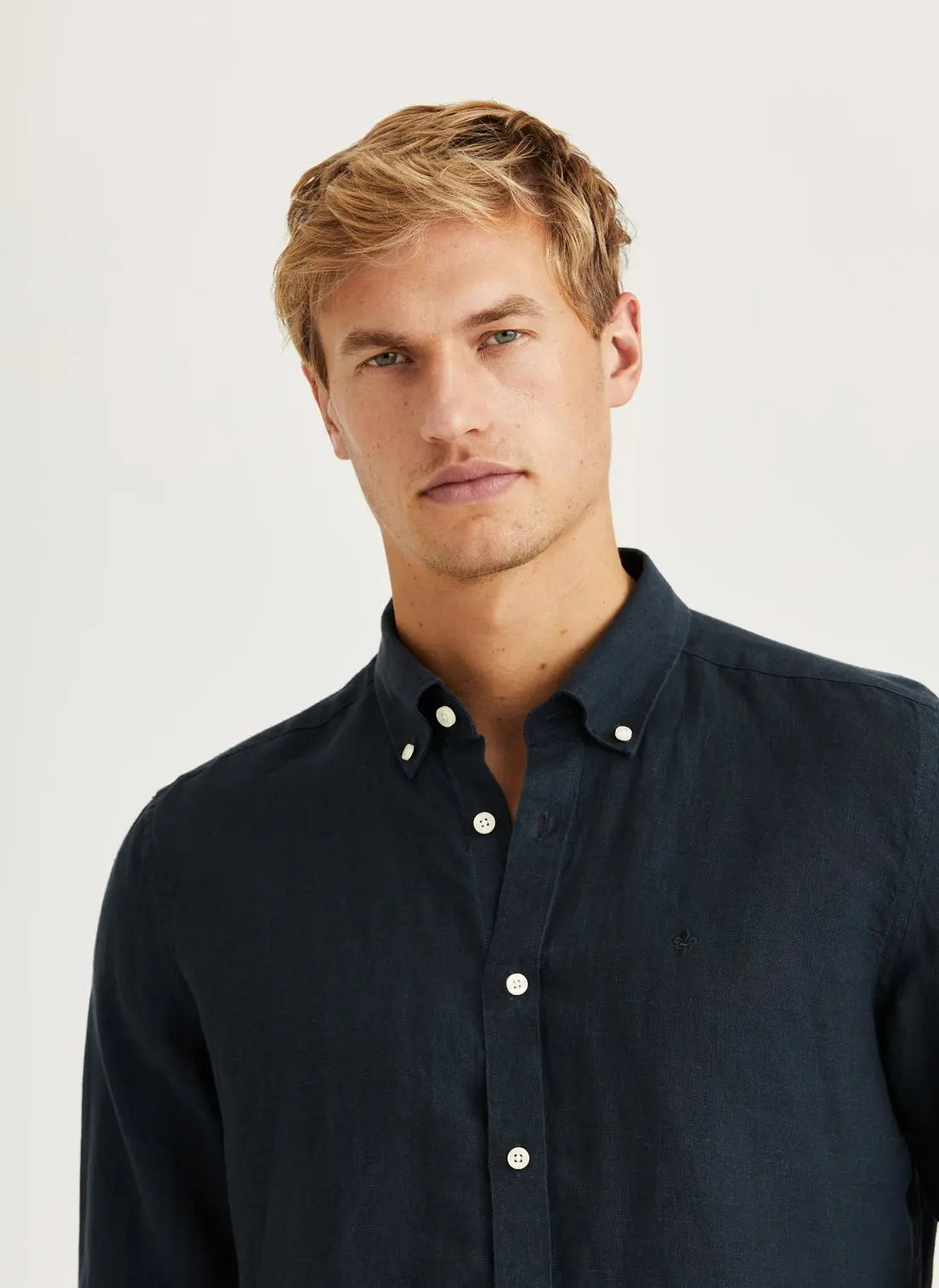 Morris Douglas Linen Shirt Navy Blue - Mojo Independent Store