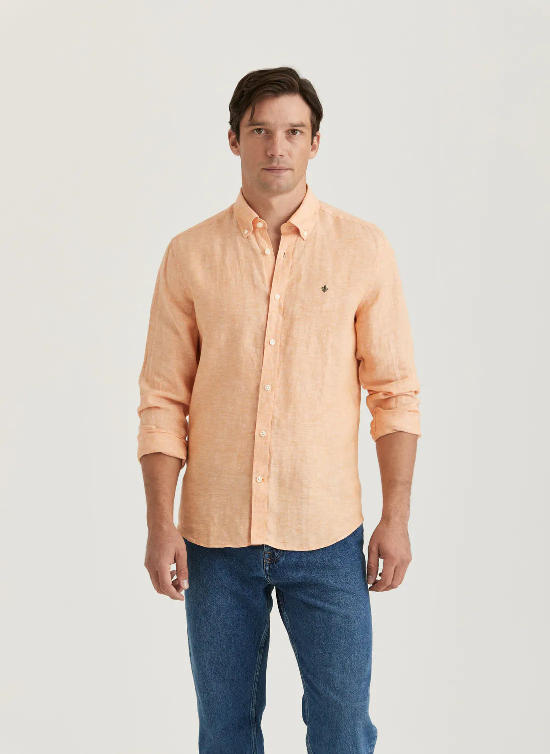 Morris Douglas Linen Shirt Orange