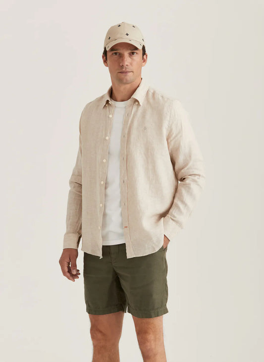 Morris Douglas Linen Shirt Khaki