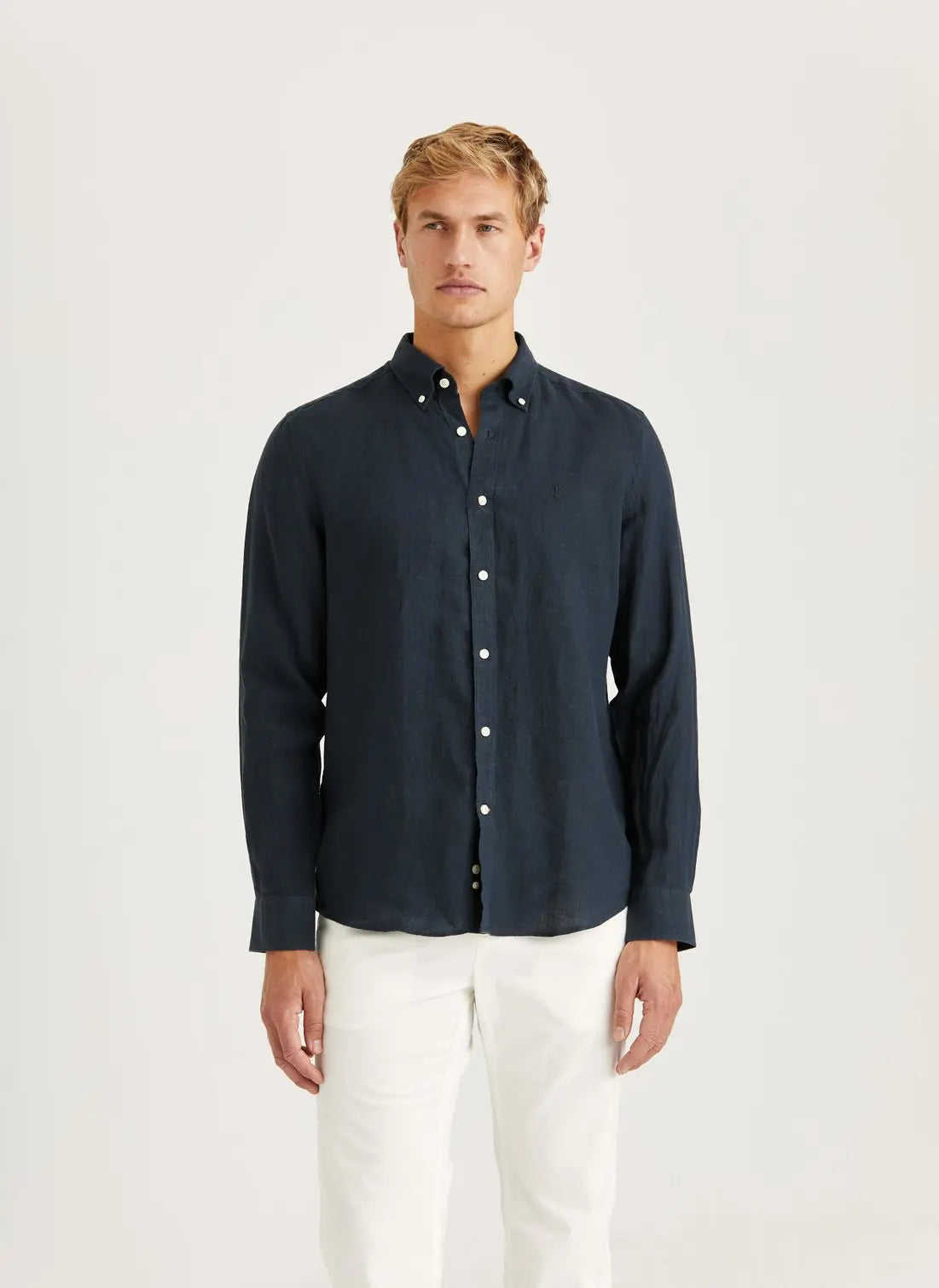 Morris Douglas Linen Shirt Navy Blue - Mojo Independent Store