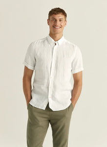 Morris Douglas Linen Shirt SS White