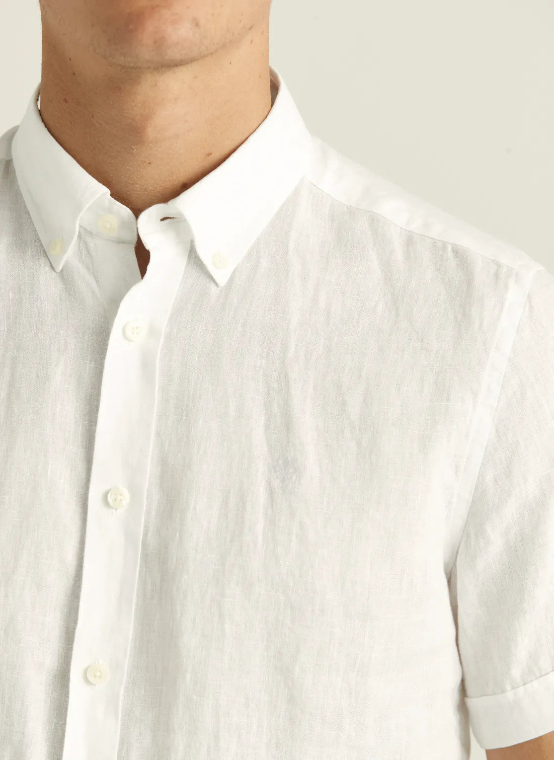 Morris Douglas Linen Shirt SS White