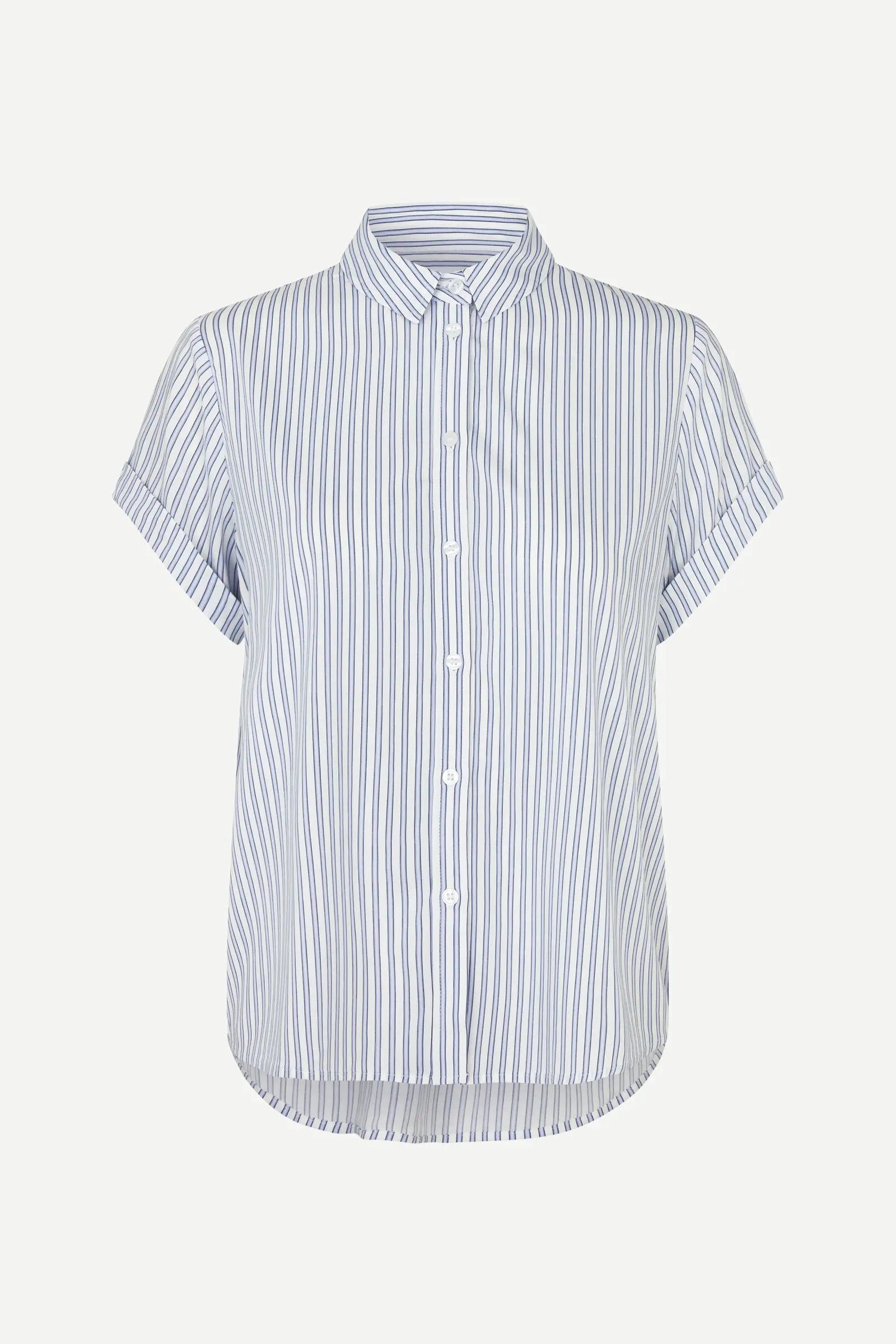 Samsøe Samsøe Majan SS Shirt Gray Dawn Small Stripe - Mojo Independent Store