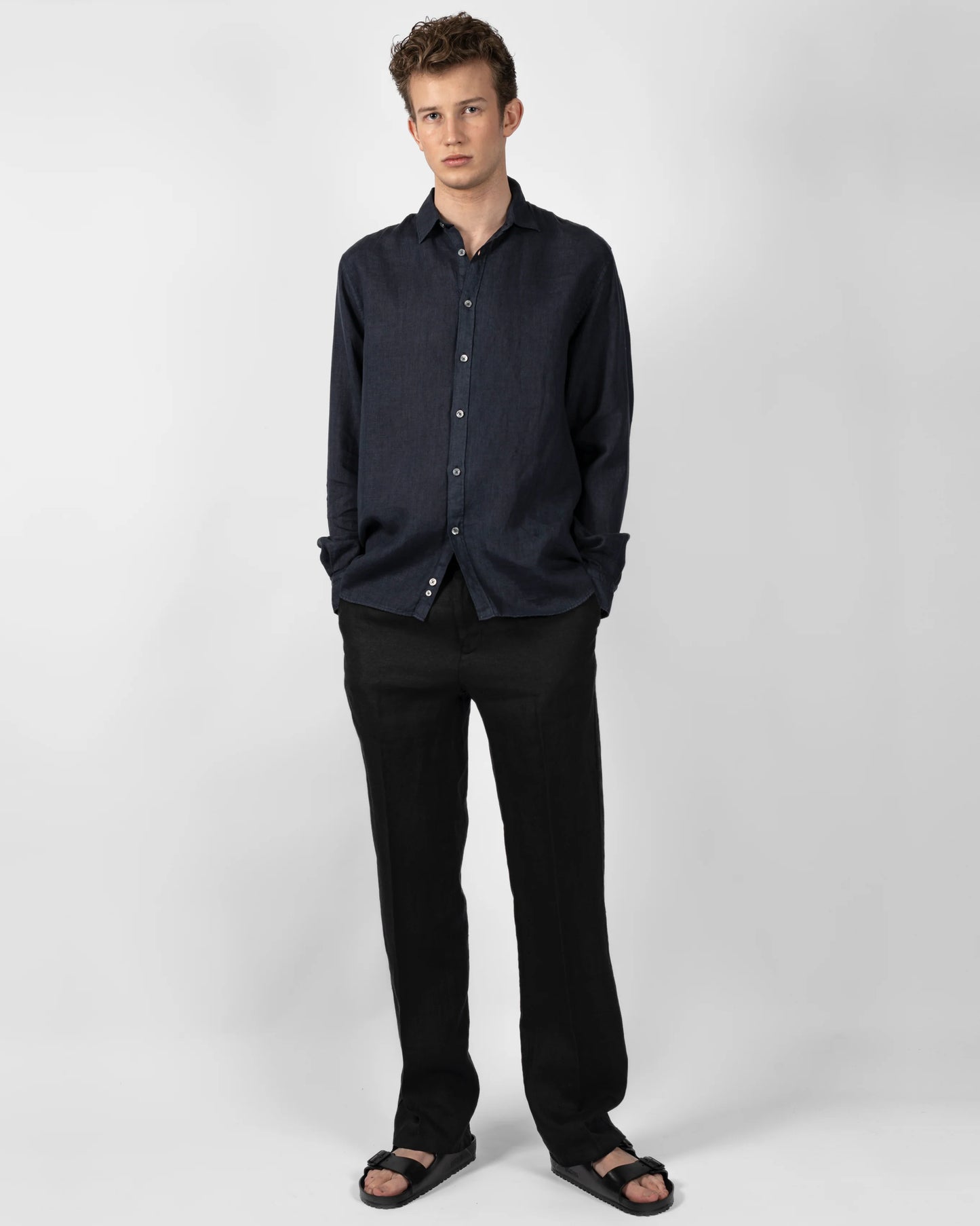 Ljung Wide Trousers Linen Black