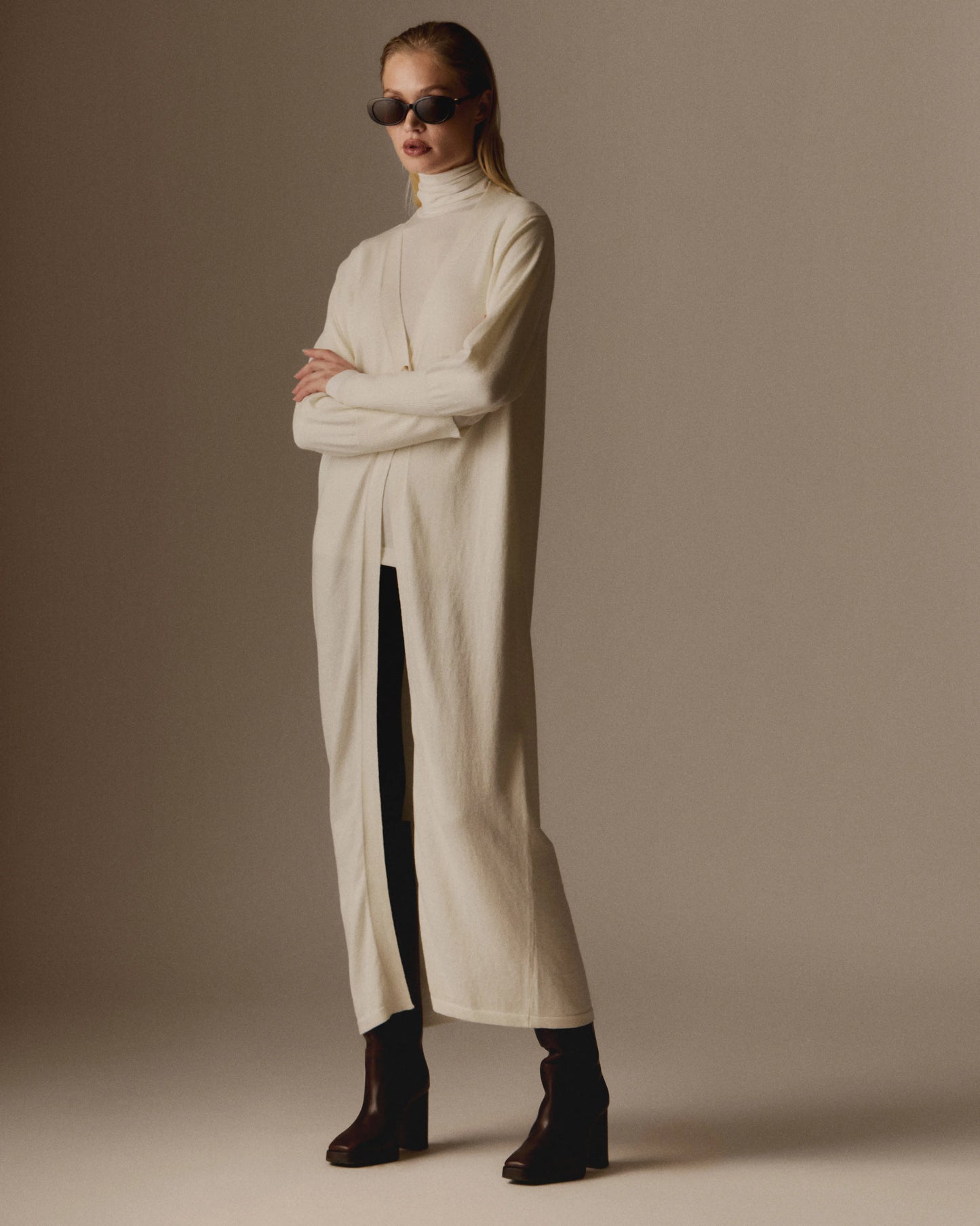 Àvora Cashmere Blend Long Cardigan Offwhite