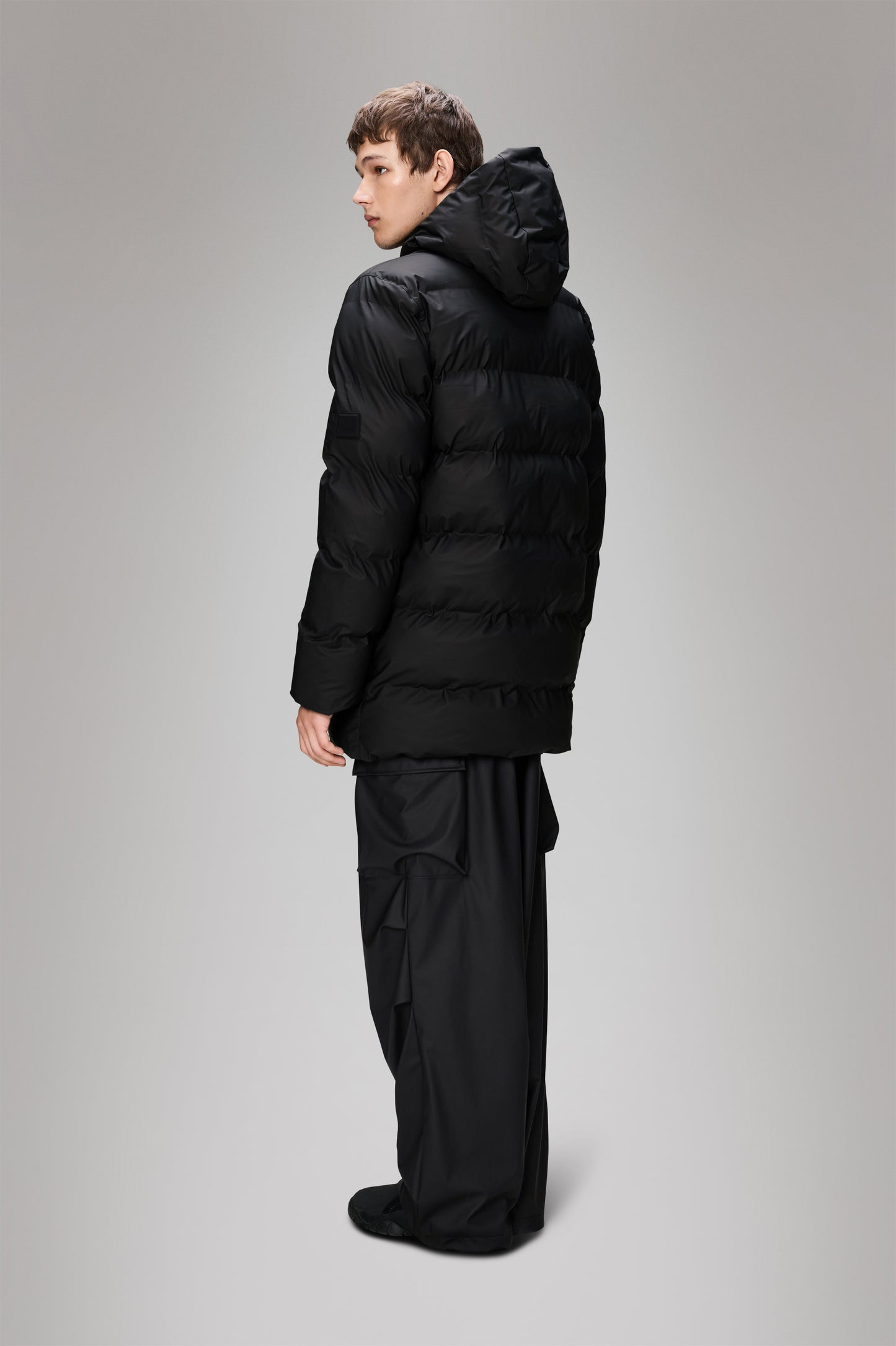 Rains Alta Long Puffer Cargo Jacket W3T4