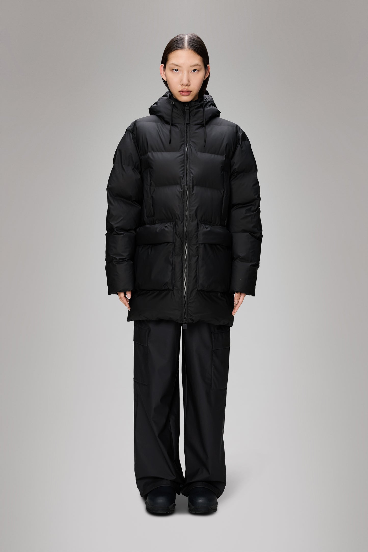 Rains Alta Long Puffer Cargo Jacket W3T4