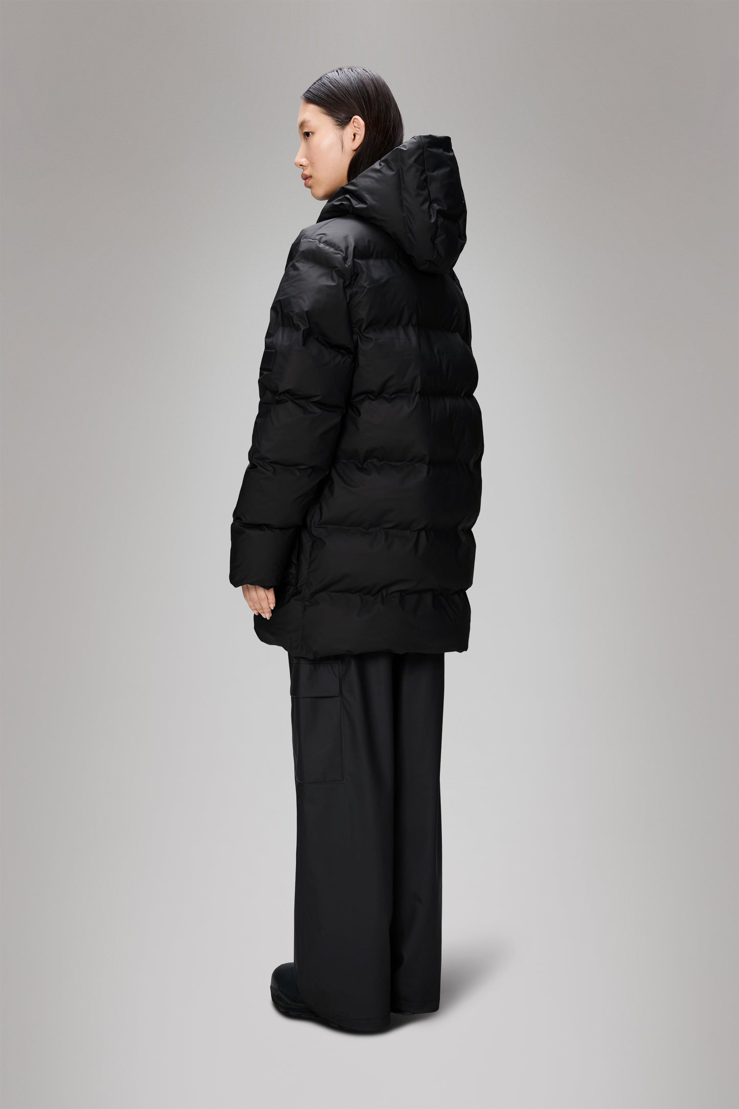 Rains Alta Long Puffer Cargo Jacket W3T4