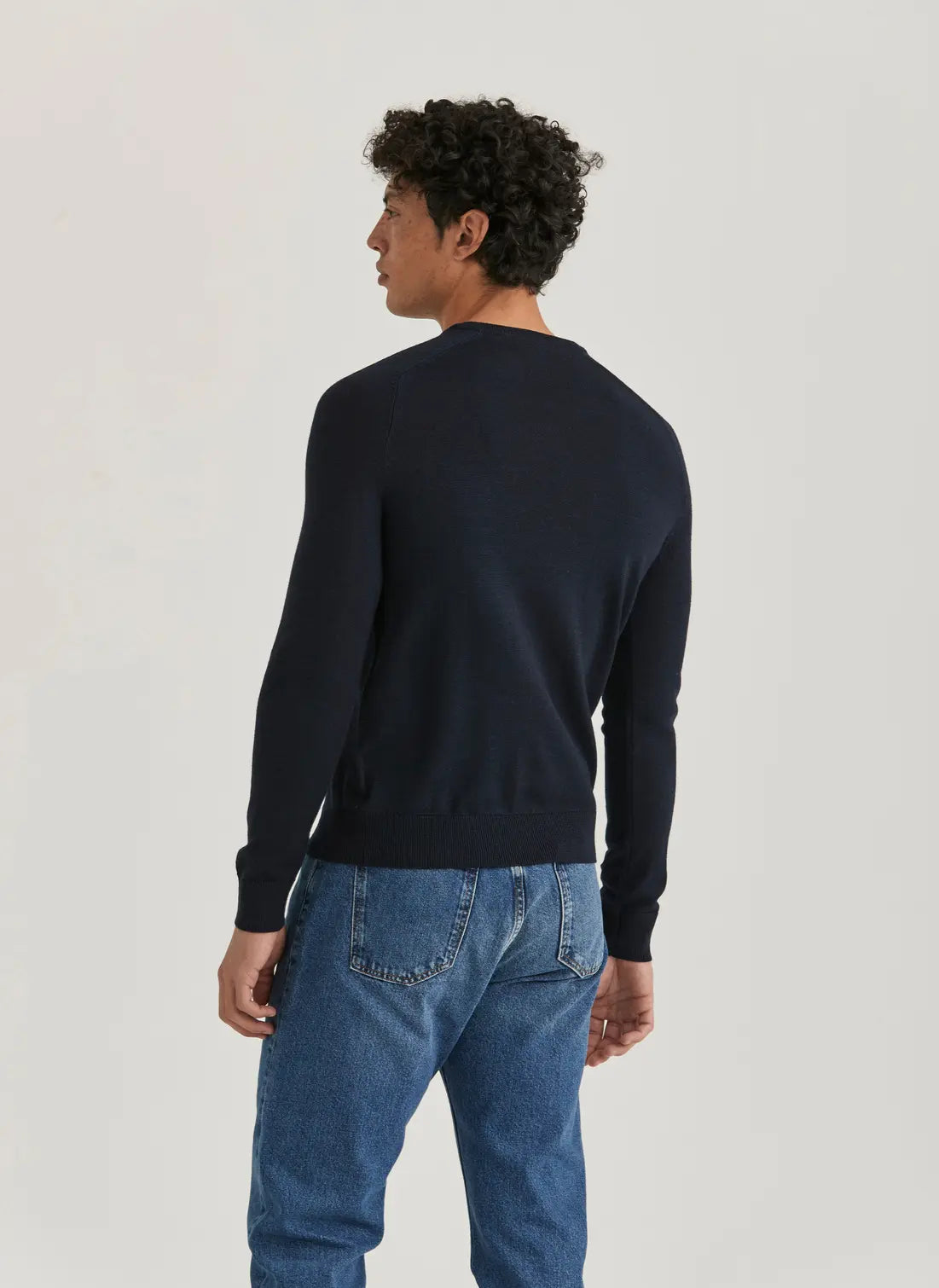 Morris Merino V-neck Navy