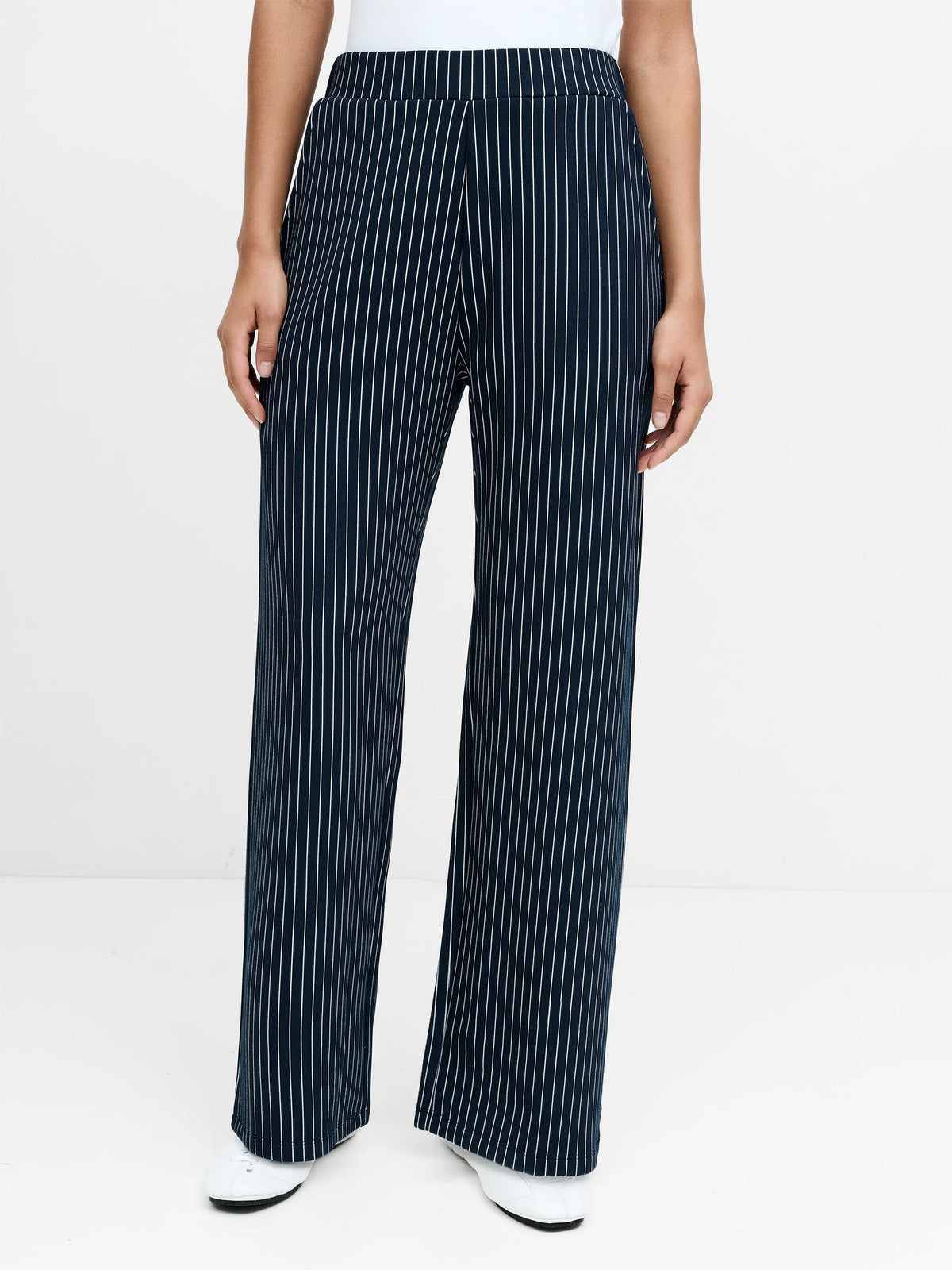 French Connection Wren Pinstripe Trouser New Nvy/Lin Wht