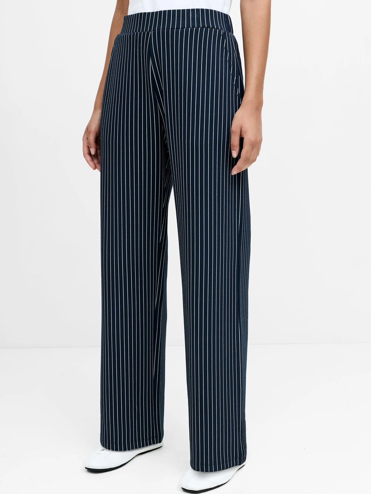 French Connection Wren Pinstripe Trouser New Nvy/Lin Wht