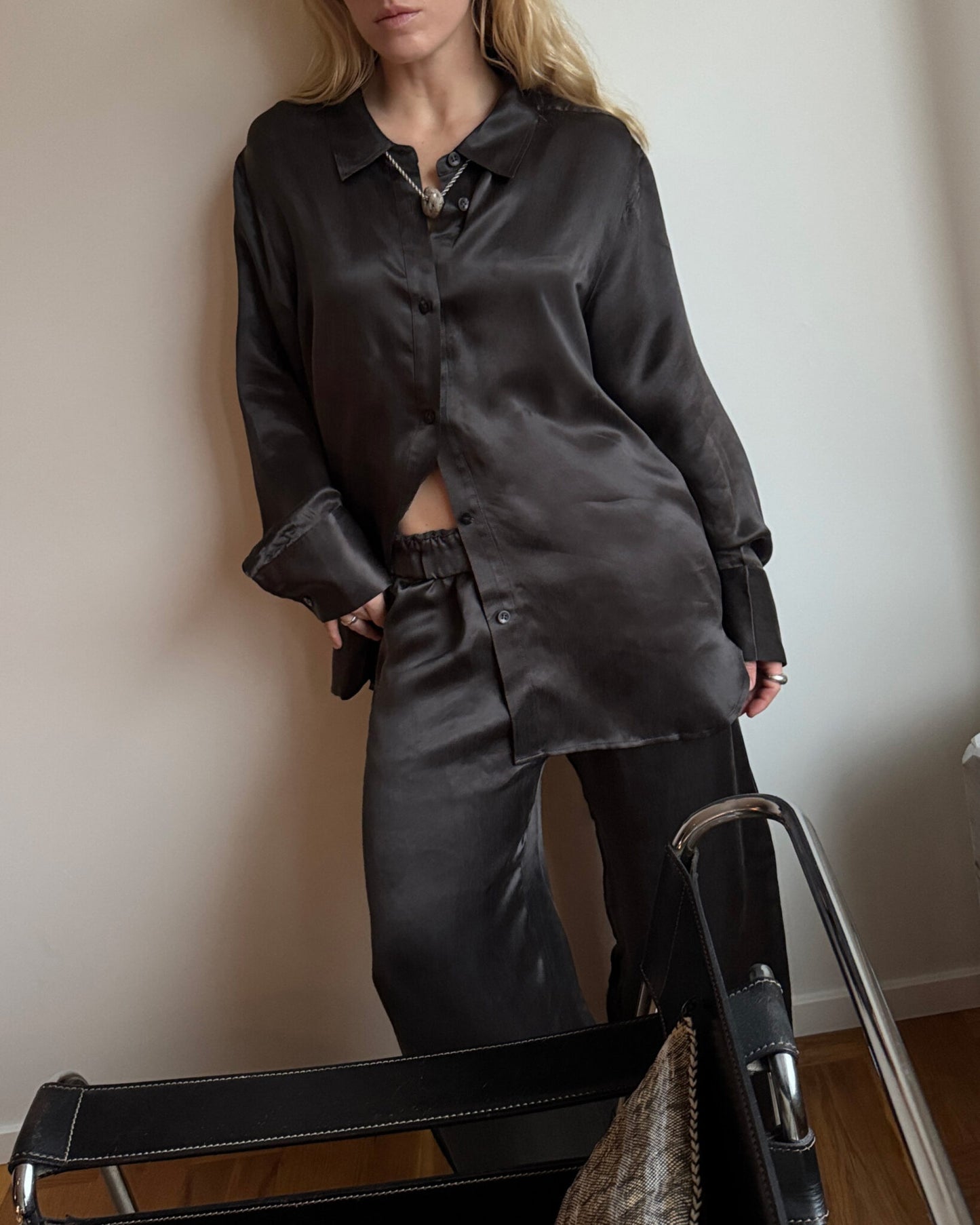 A Part of the Art Daily Pants Cupro Bitter Chocolate