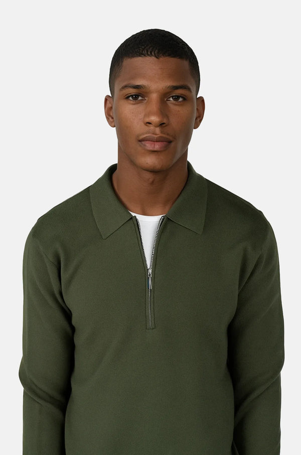 Ciszere Colby Knitted Half Zip Duffel Green