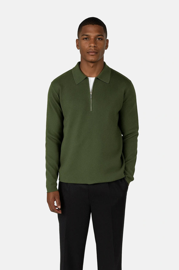 Ciszere Colby Knitted Half Zip Duffel Green